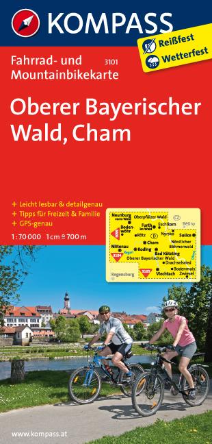 Carte cycliste n° F3101 - Bayerischer Wald Oberer, Cham (Allemagne) | Kompass carte pliée Kompass 
