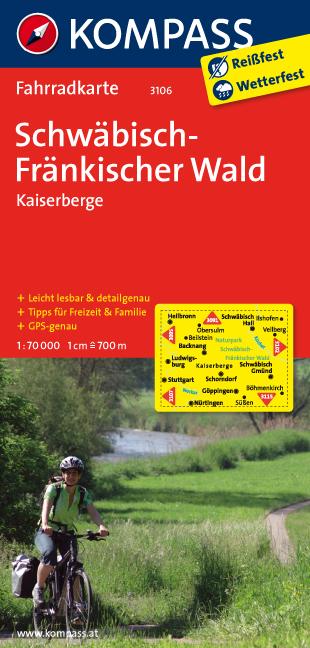 Carte cycliste n° F3106 - Schwäbisch, Fränkischer Wald, Kaiserberge (Allemagne) | Kompass carte cycliste Kompass Default Title