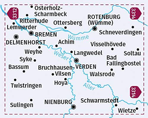 Carte cycliste n° F3315 - Bremen, Verden, Walsrode (Allemagne) | Kompass carte cycliste Kompass