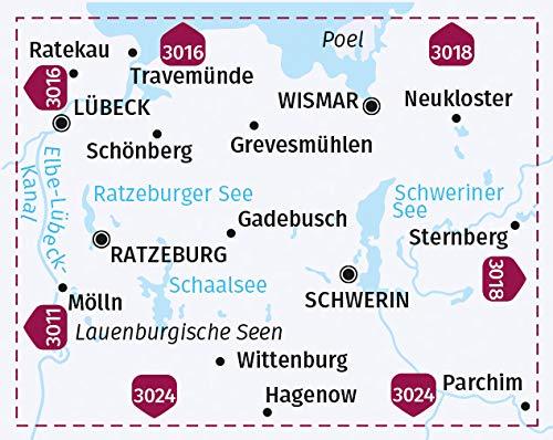 Carte cycliste n° F3317 - Schwerin, Lauenburgische Seen (Allemagne) | Kompass carte cycliste Kompass