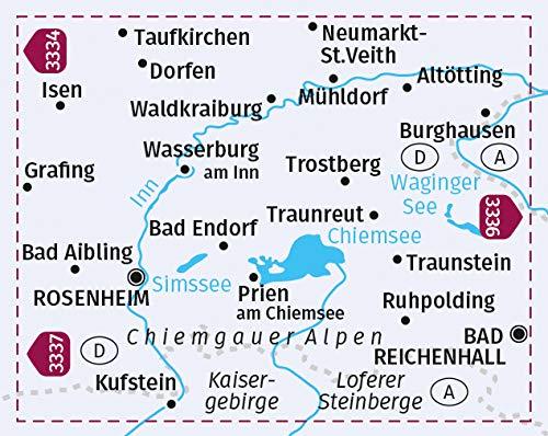 Carte cycliste n° F3335 - Chiemsee, Chiemgauer Alpen (Allemagne) | Kompass carte cycliste Kompass