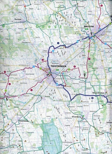 Carte cycliste n° F3366 - Wildeshauser Geest, Bremen, Vechta, Cloppenburg, Quakenbrück (Allemagne) | Kompass carte cycliste Kompass