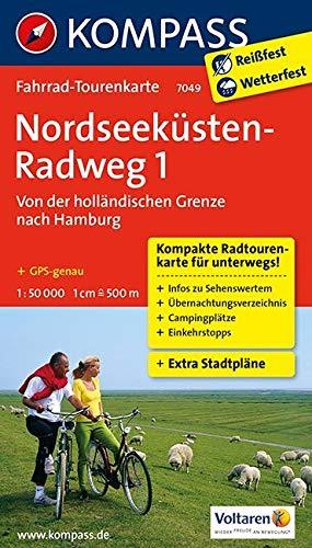 Carte cycliste n° F49 - Nordseeküstenradweg 1 frontière Hollande - Hambourg (Allemagne) | Kompass carte pliée Kompass 