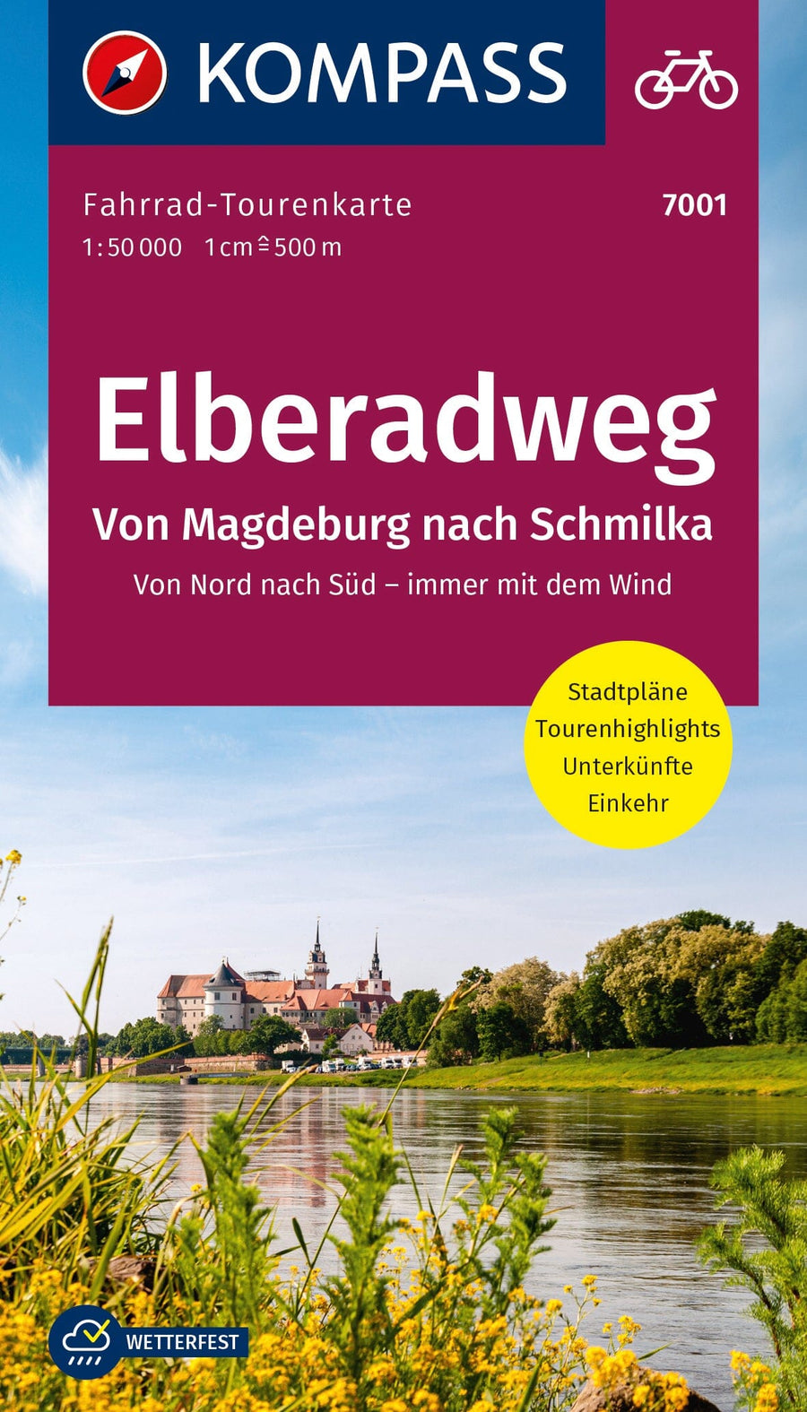 Carte cycliste n° F7001 - Elberadweg 1, Schmilka-Magdeburg (Allemagne) | Kompass carte pliée Kompass 