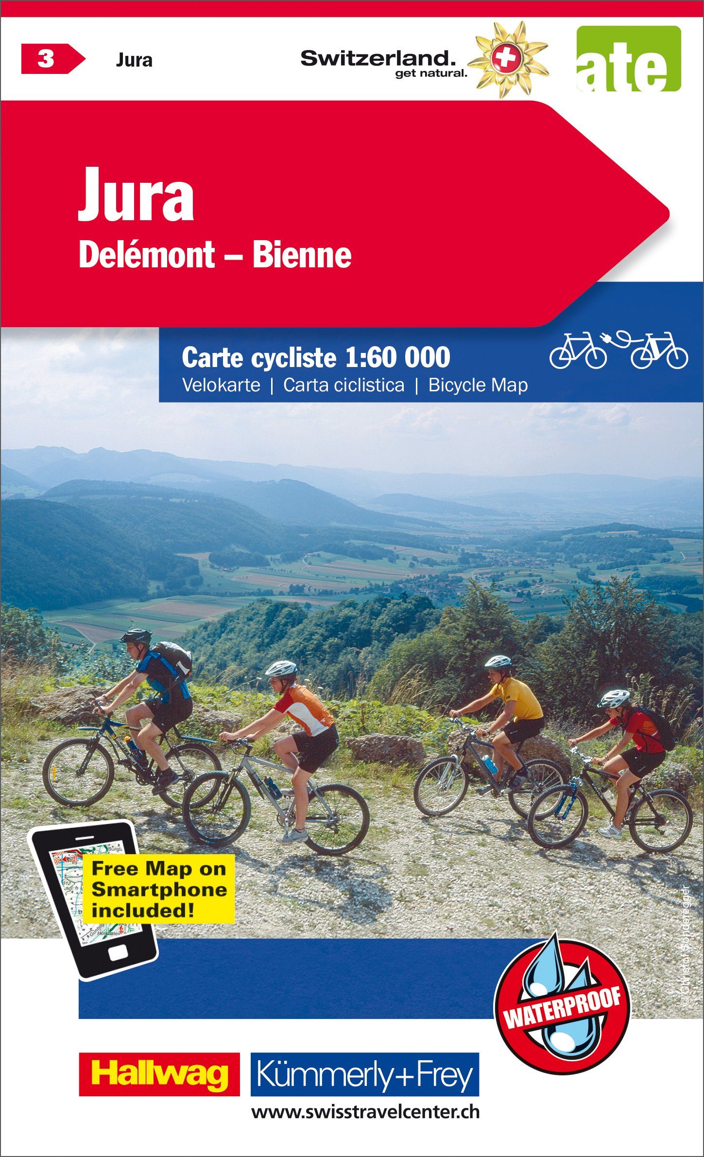Carte cycliste n° VK.03 - Jura, Delémont, Bienne (Suisse) | Kümmerly & Frey carte cycliste Hallwag Kümmerly-Frey Default Title