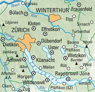 Carte cycliste n° VK.06 - Zürich & environs (Suisse) | Kümmerly & Frey carte cycliste Hallwag Kümmerly-Frey