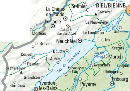 Carte cycliste n° VK.08 - Neuchâtel, Trois Lacs (Suisse) | Kümmerly & Frey carte cycliste Kümmerly & Frey