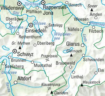 Carte cycliste n° VK.12 - Schwyz, Glarus (Suisse) | Kümmerly & Frey carte cycliste Hallwag Kümmerly-Frey