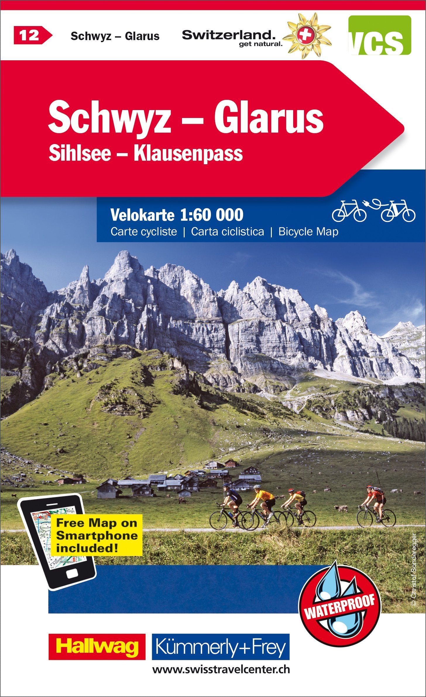 Carte cycliste n° VK.12 - Schwyz, Glarus (Suisse) | Kümmerly & Frey carte cycliste Hallwag Kümmerly-Frey Default Title