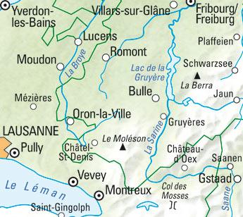 Carte cycliste n° VK.15 - Gruyère, Montreux, Gstaad (Suisse) | Kümmerly & Frey carte cycliste Hallwag Kümmerly-Frey