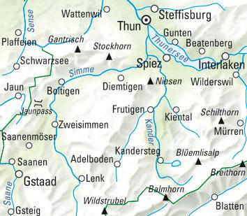 Carte cycliste n° VK.16 - Oberland Bernois, Simmental (Suisse) | Kümmerly & Frey carte cycliste Hallwag Kümmerly-Frey