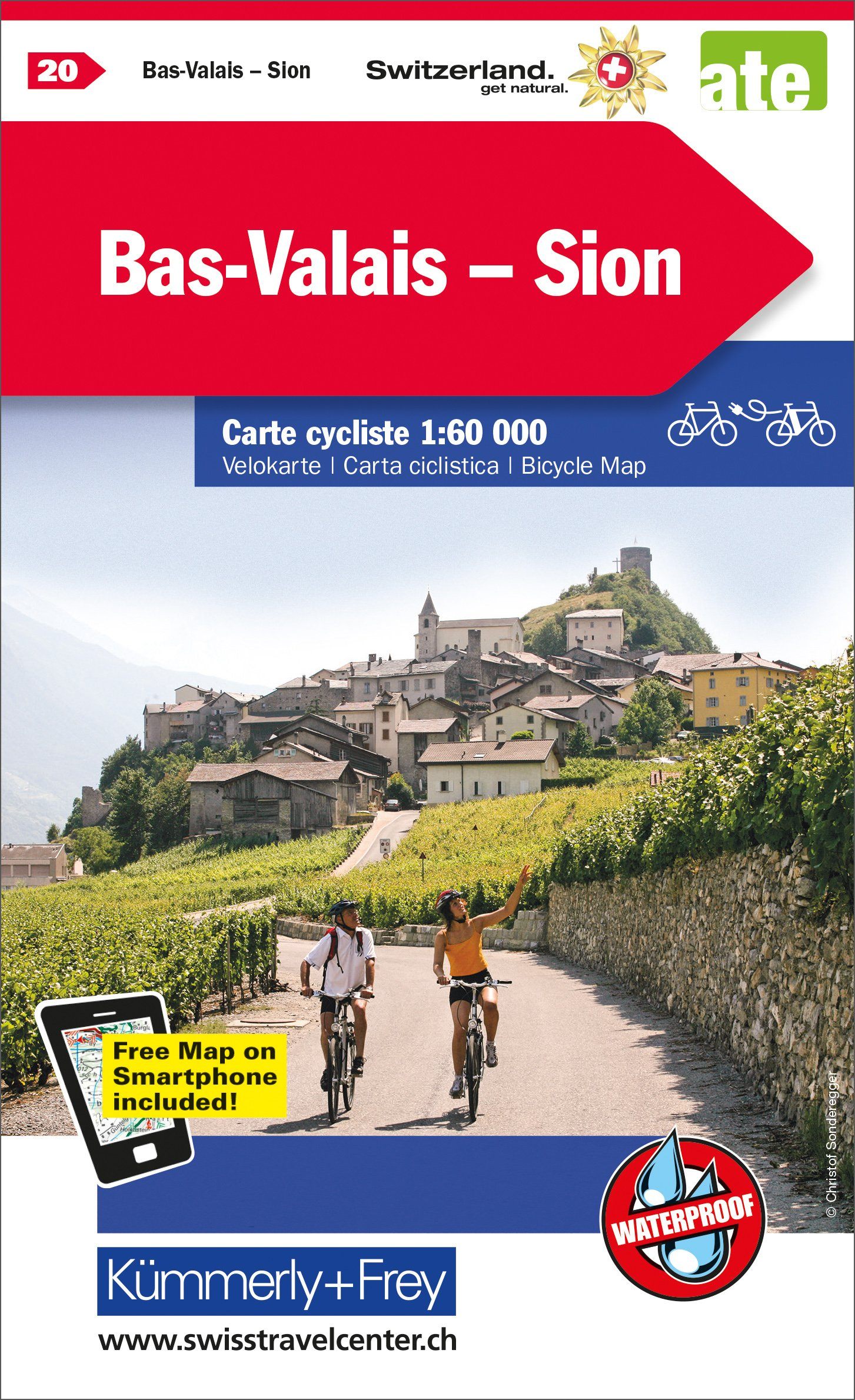 Carte cycliste n° VK.20 - Sion, Bas-Valais (Suisse) | Kümmerly & Frey carte cycliste Hallwag Kümmerly-Frey Default Title