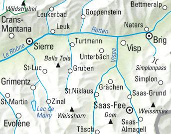 Carte cycliste n° VK.21 - Oberwallis, Rhônetal (Suisse) | Kümmerly & Frey carte cycliste Hallwag Kümmerly-Frey