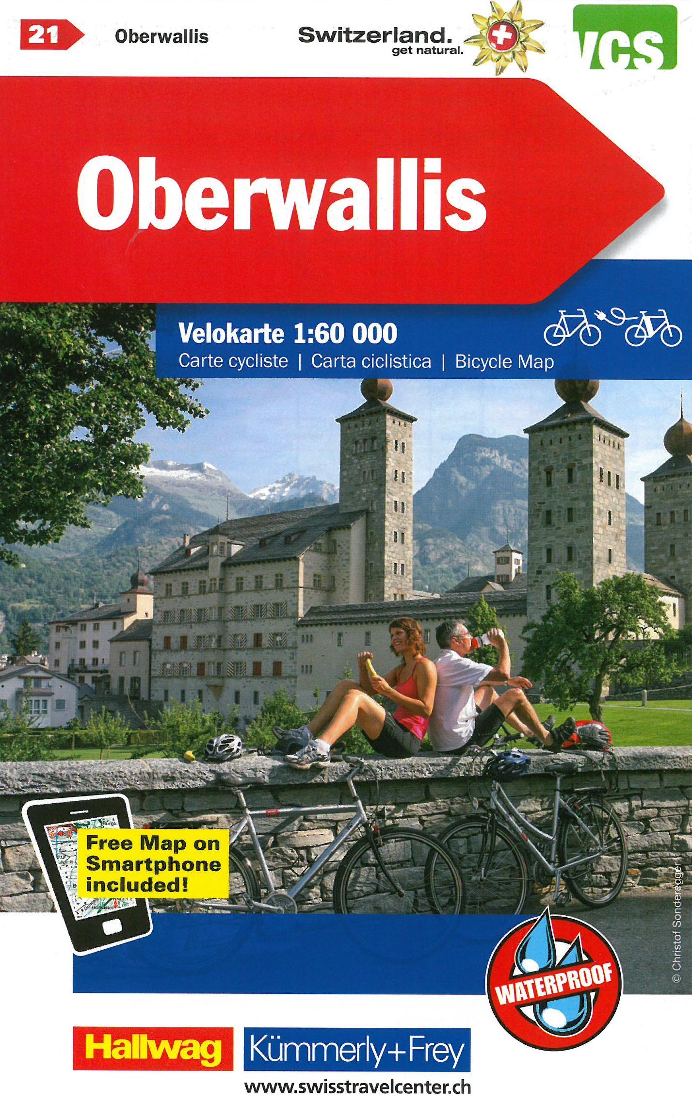 Carte cycliste n° VK.21 - Oberwallis, Rhônetal (Suisse) | Kümmerly & Frey carte cycliste Hallwag Kümmerly-Frey Default Title