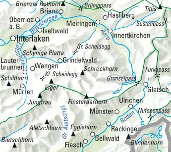 Carte cycliste n° VK.22 - Berner Oberland Ost - Goms (Suisse) | Kümmerly & Frey carte cycliste Kümmerly & Frey