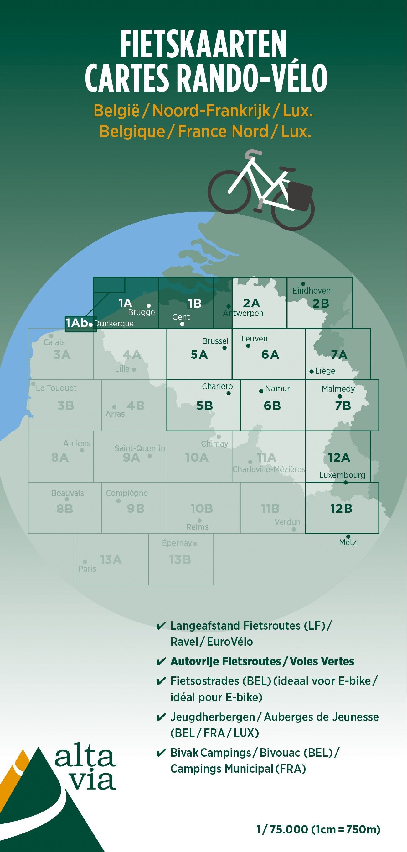 Carte cyclotouristique n° 1 - Flandres Orientale & Occidentale | Alta Via carte cycliste Alta Via