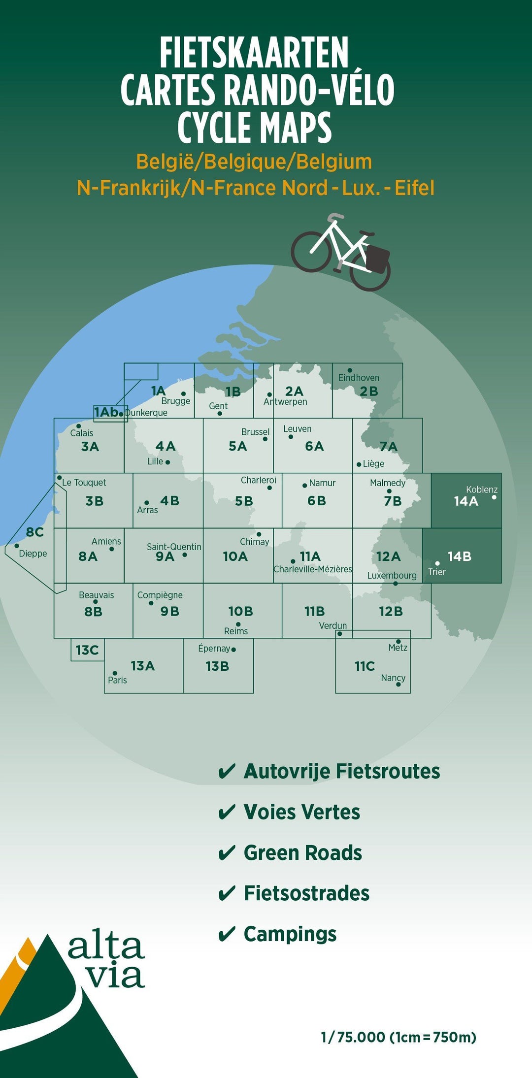 Carte cyclotouristique n° 14 - Eifel (Allemagne) & Moselle | Alta Via carte pliée Alta Via 