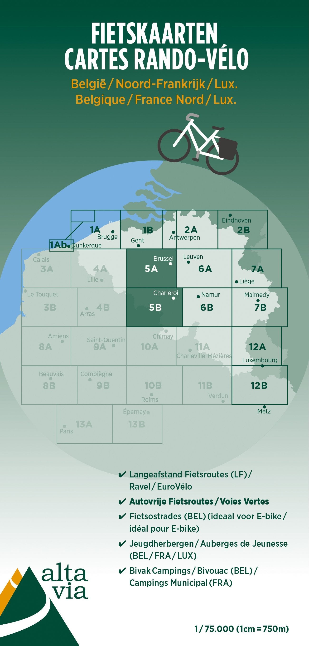 Carte cyclotouristique n° 5 - Flandre Orientale & Hainaut | Alta Via carte cycliste Alta Via