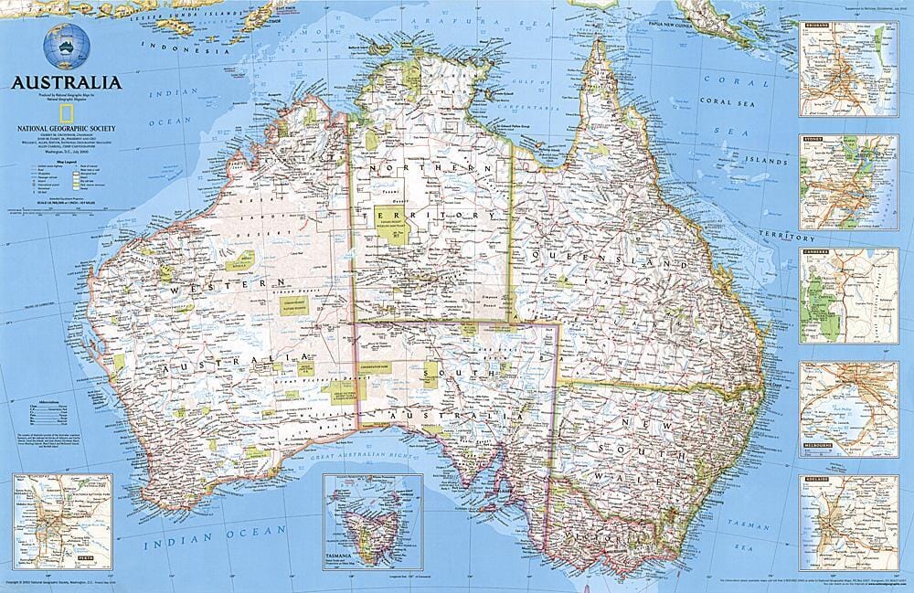Carte d'Australie 2000 carte murale roulée (en tube) National Geographic Historic POD Default Title
