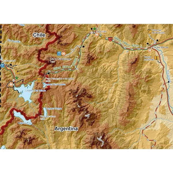 Carte d'aventure du centre du Chili & Argentine | Trekking Chile carte de randonnée Trekking Chile