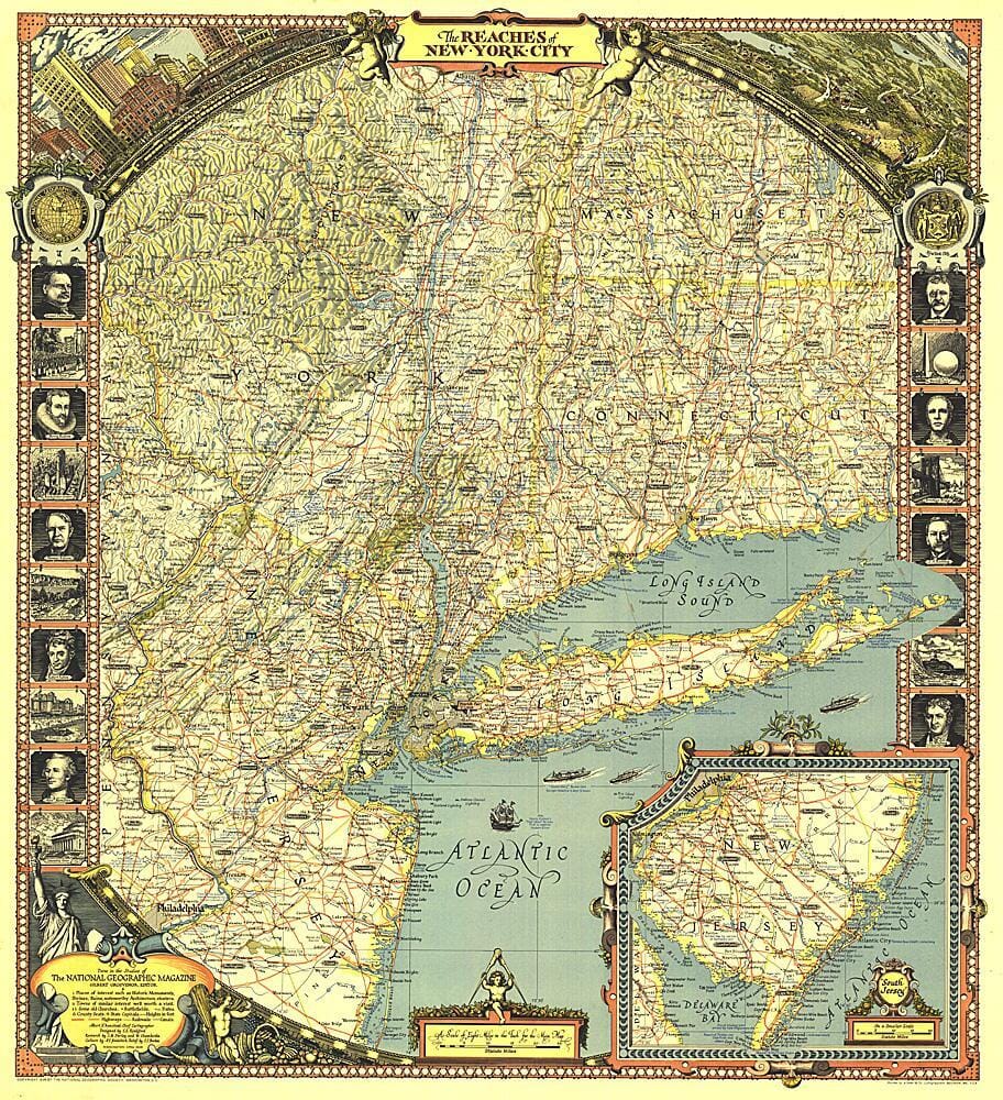 Carte de 1939 des quartiers de la ville de New York carte murale roulée (en tube) National Geographic Historic POD Default Title