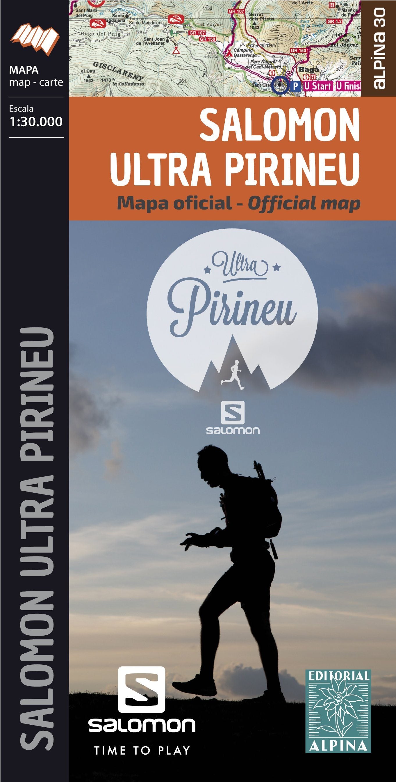 Carte de course - Salomon ULTRA PIRINEU (Pyrénées catalanes) | Alpina carte de randonnée Editorial Alpina