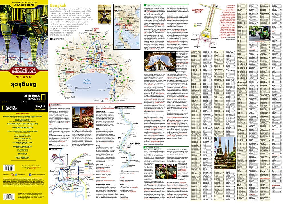 Carte de voyage de Bangkok, Thaïlande | National Geographic carte routière National Geographic