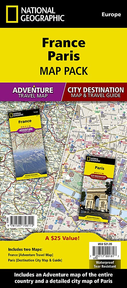 Carte de France & Paris (lot de cartes) | National Geographic carte routière National Geographic