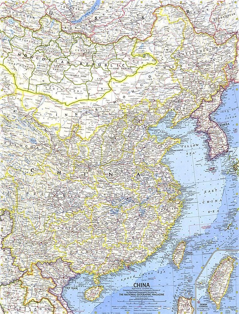 Carte de la Chine de 1964 carte murale roulée (en tube) National Geographic Historic POD Default Title