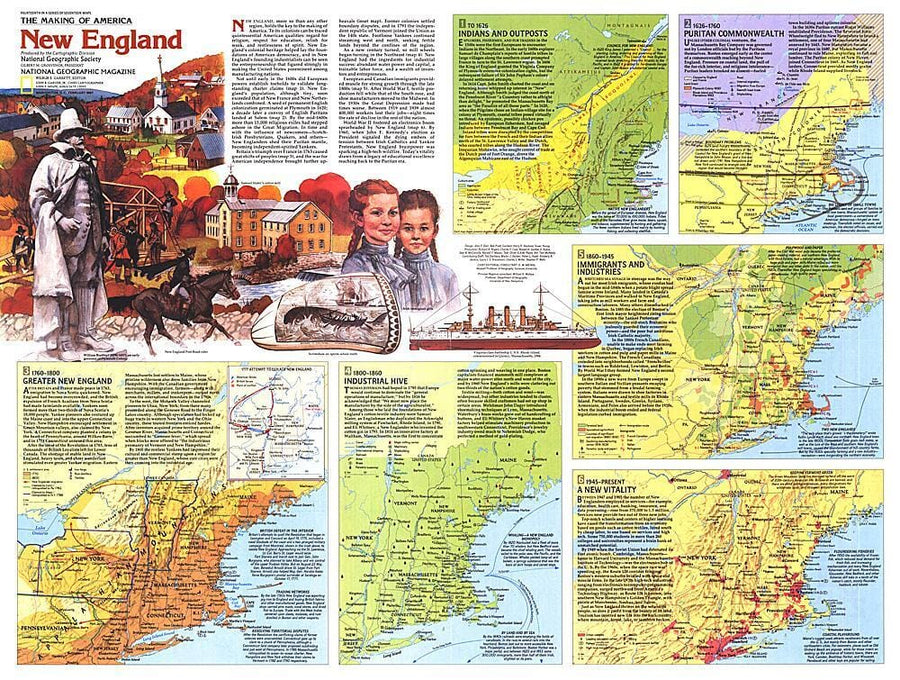 1987 New England Map Side 2 Wall Map 