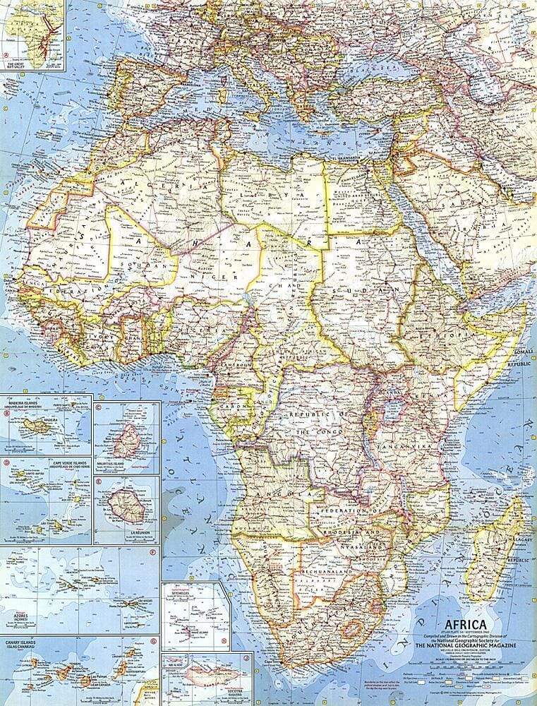 Carte de l'Afrique de 1960 carte murale roulée (en tube) National Geographic Historic POD Default Title