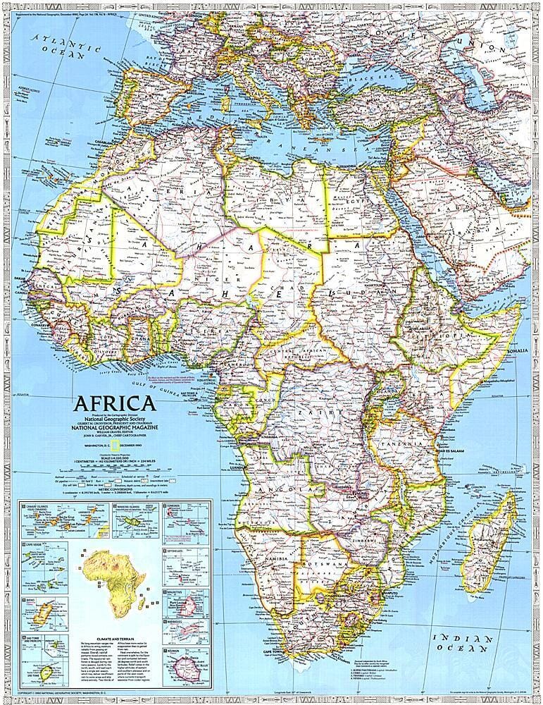 Carte de l'Afrique de 1990 carte murale roulée (en tube) National Geographic Historic POD Default Title
