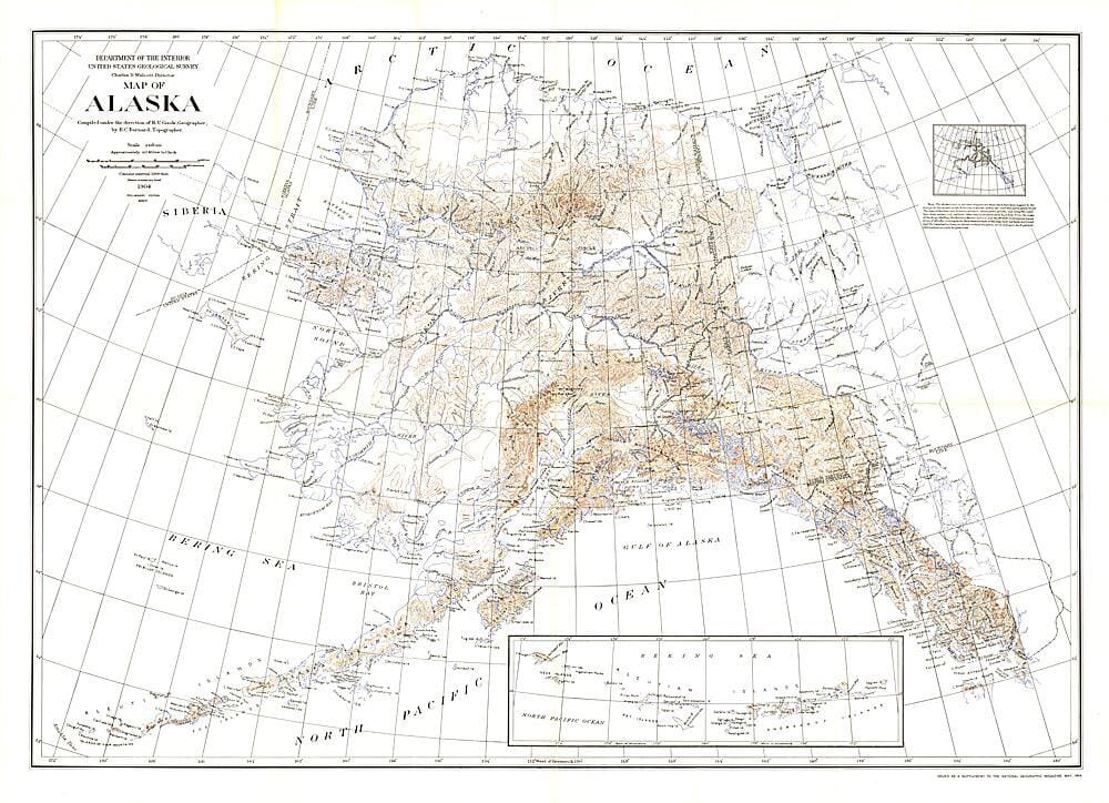 Carte de l'Alaska de 1904 carte murale roulée (en tube) National Geographic Historic POD Default Title