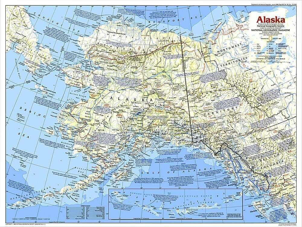 Carte de l'Alaska de 1984 carte murale roulée (en tube) National Geographic Historic POD Default Title