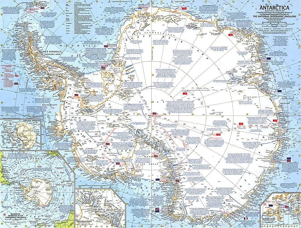 Carte de l'Antarctique 1963 carte murale roulée (en tube) National Geographic Historic POD Default Title