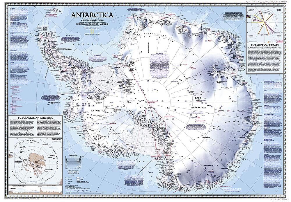 Carte de l'Antarctique 1987 carte murale roulée (en tube) National Geographic Historic POD Default Title