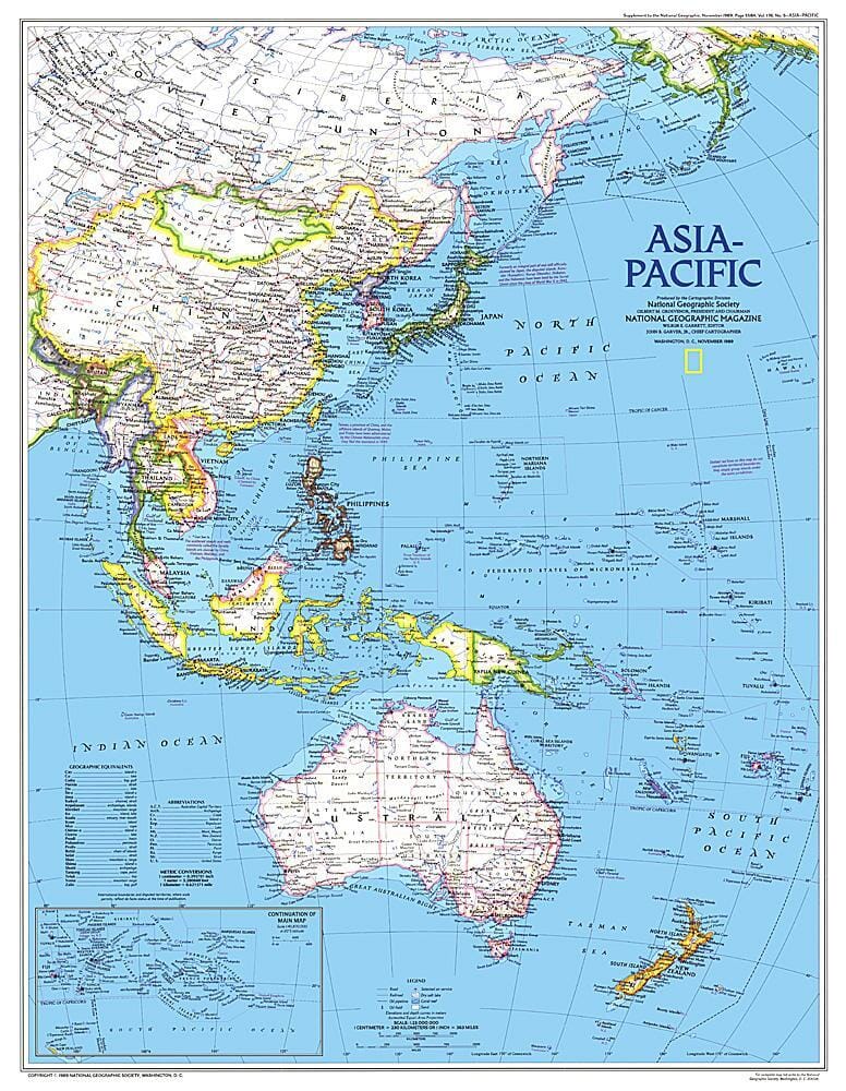 Carte de l'Asie-Pacifique 1989 carte murale roulée (en tube) National Geographic Historic POD Default Title