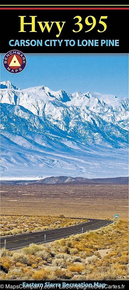 Carte de l'autoroute 395 : Carson City (Nevada) to Lone Pine (California) | Benchmark Maps carte routière Benchmark Maps
