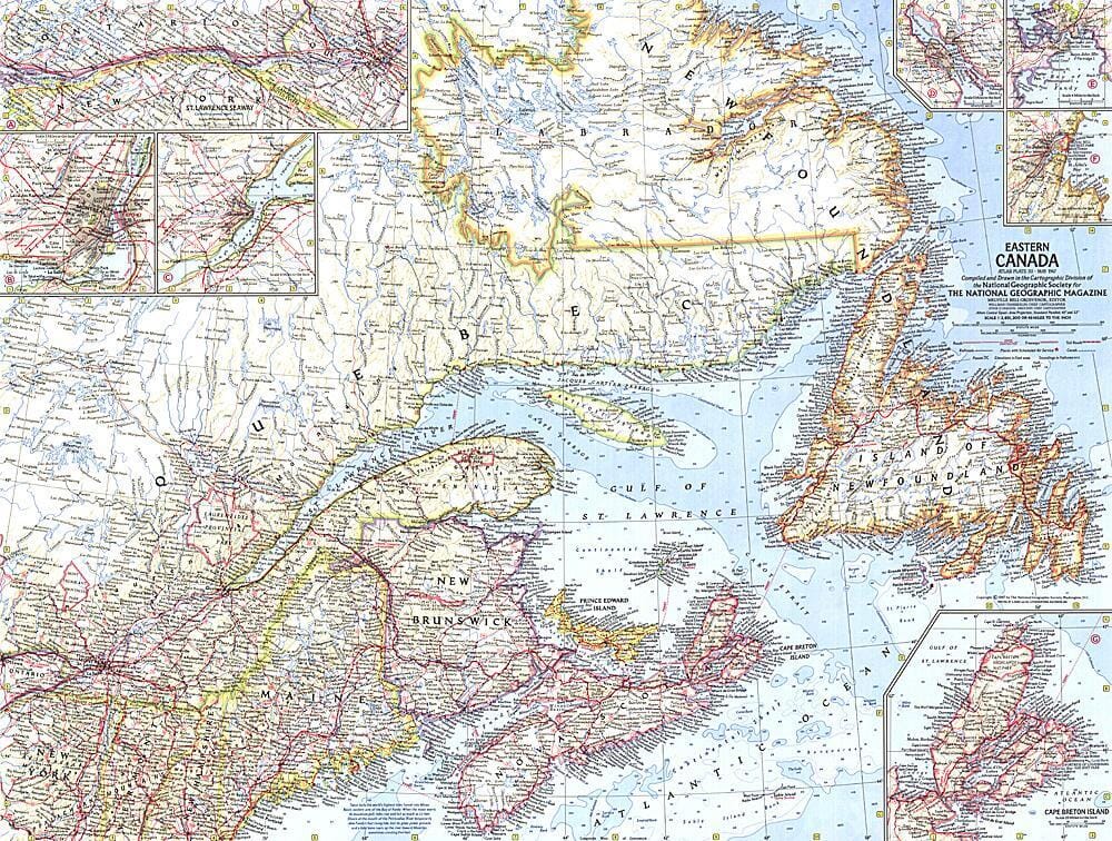 Carte de l'Est du Canada de 1967 carte murale roulée (en tube) National Geographic Historic POD Default Title