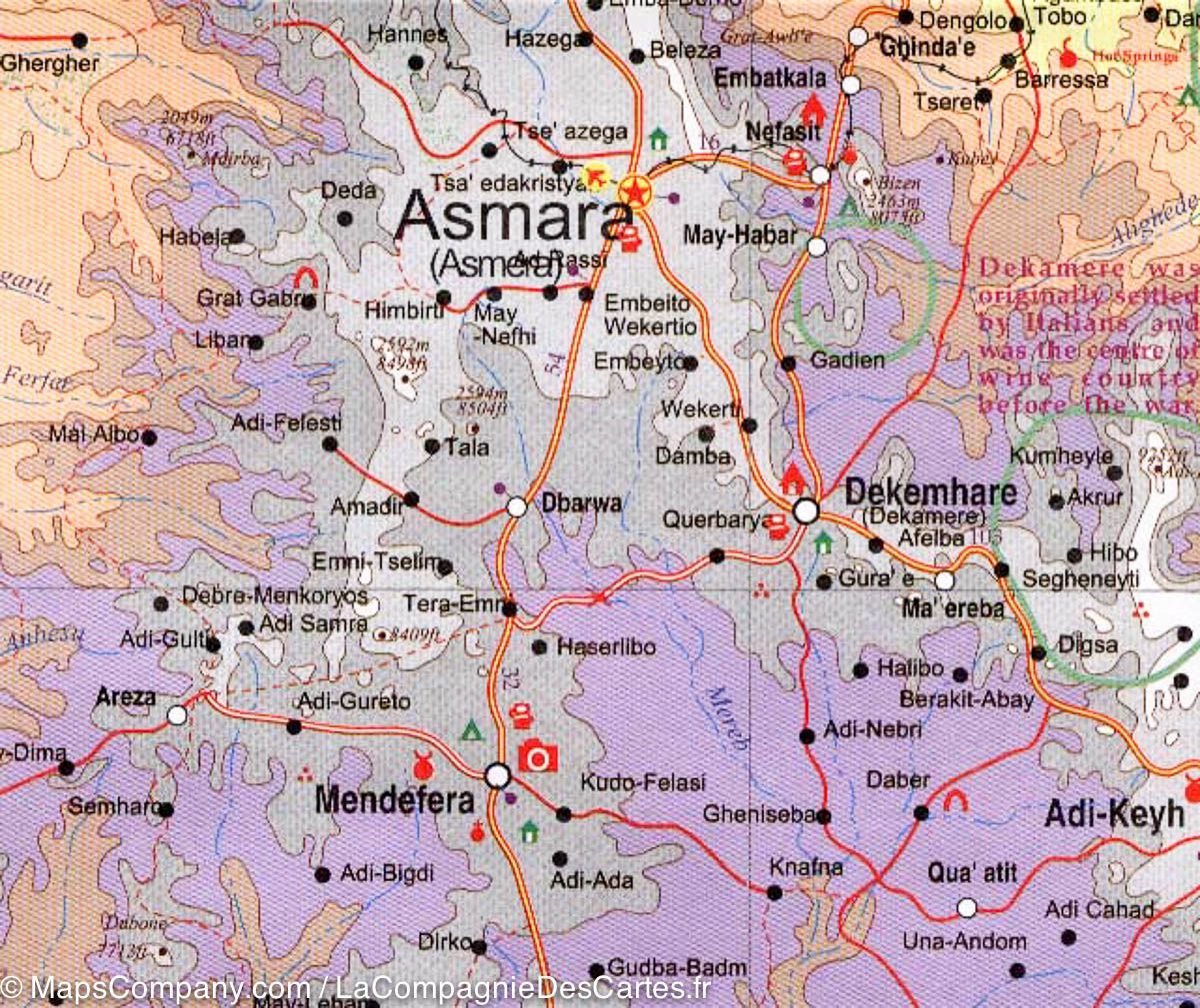 Carte de l'Ethiopie et de l'Erythrée - VERSION MURALE ET PLASTIFIEE | ITM carte murale roulée (en tube) ITM