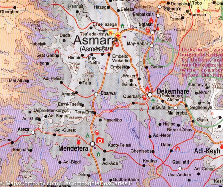 Carte de l'Ethiopie et de l'Erythrée - VERSION MURALE ET PLASTIFIEE | ITM carte murale grand tube ITM 