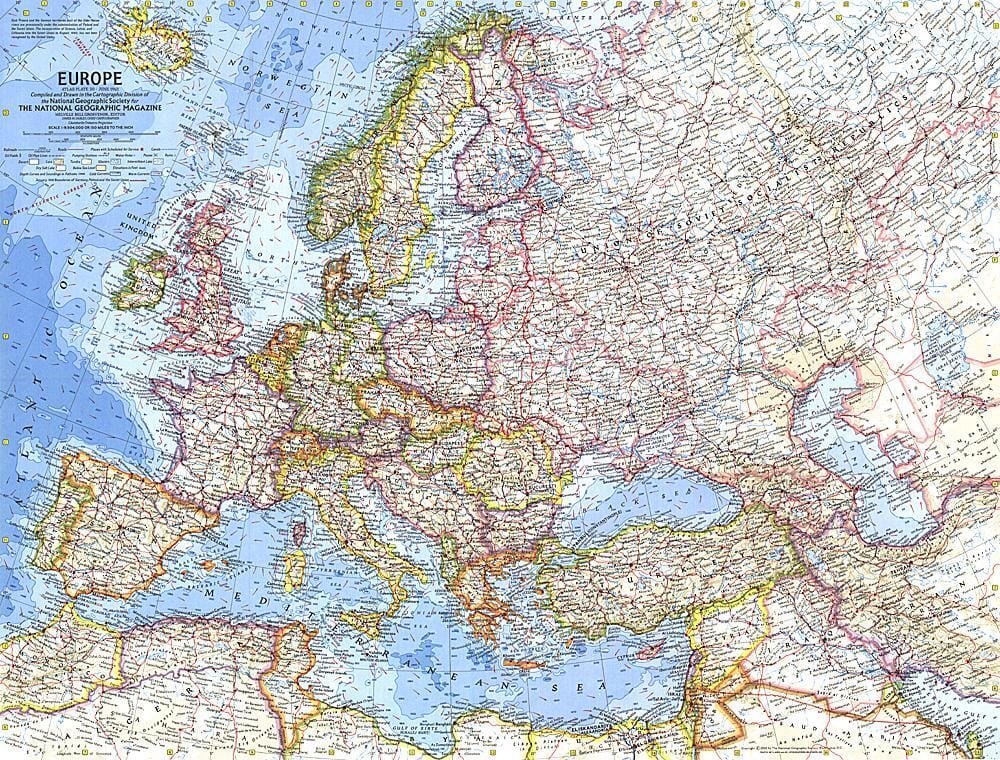 Carte de l'Europe de 1962 carte murale roulée (en tube) National Geographic Historic POD Default Title