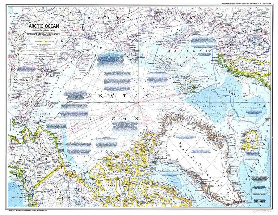 1983 Arctic Ocean Map Wall Map 