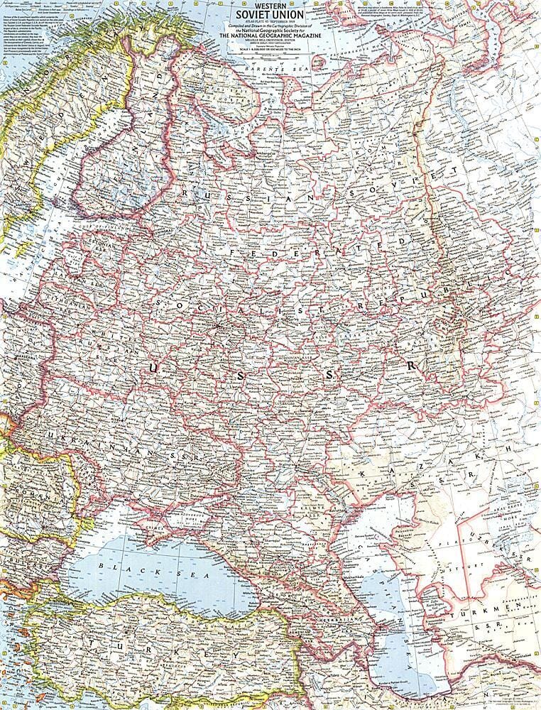 Carte de l'Union soviétique occidentale de 1959 carte murale roulée (en tube) National Geographic Historic POD Default Title