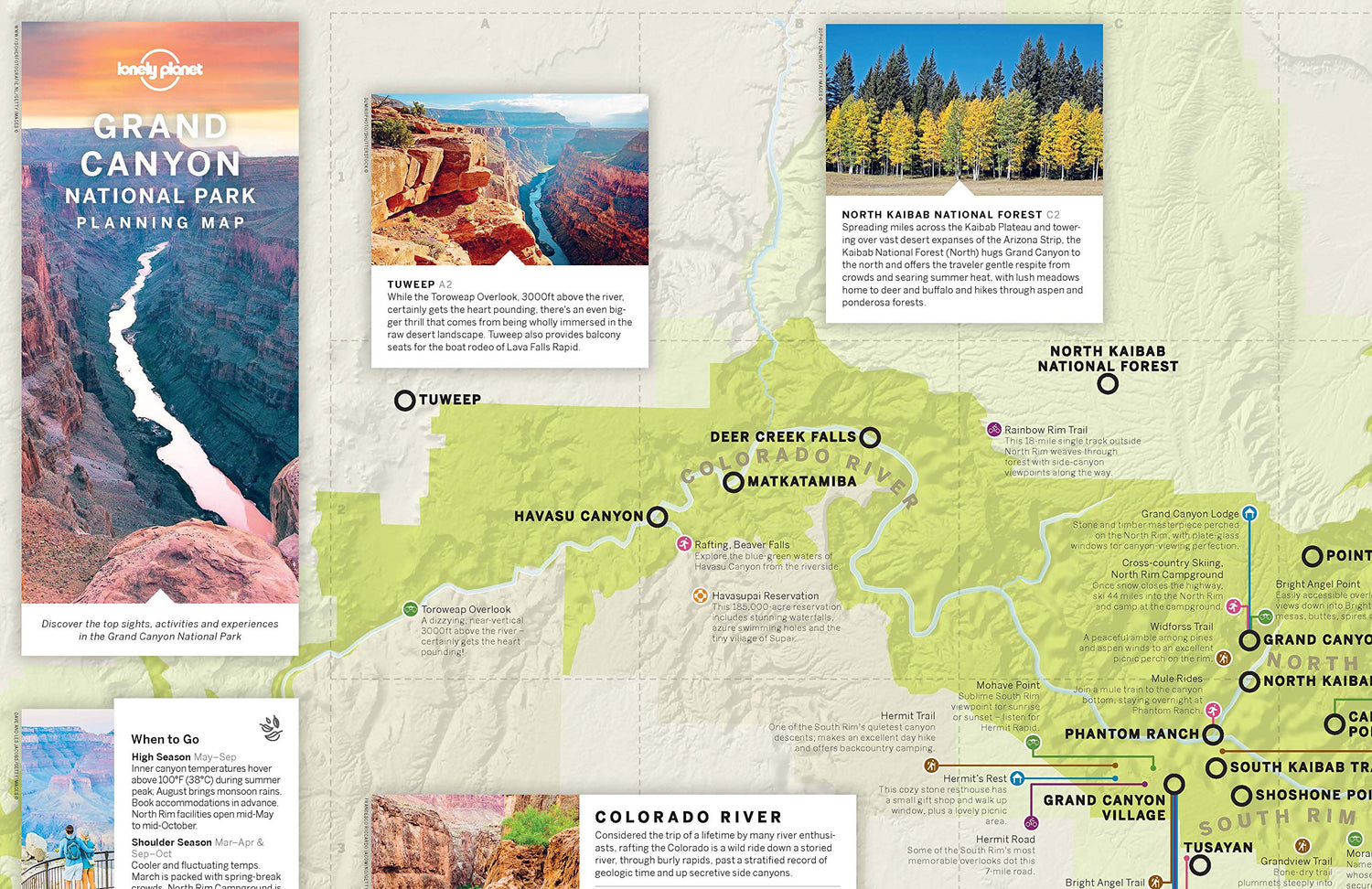 Carte de planification (en anglais) - Grand Canyon national park | Lonely Planet carte routière Lonely Planet EN