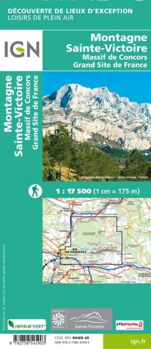 Carte de plein-air - Montagne Saint-Victoire, massif Concors | IGN carte de randonnée IGN