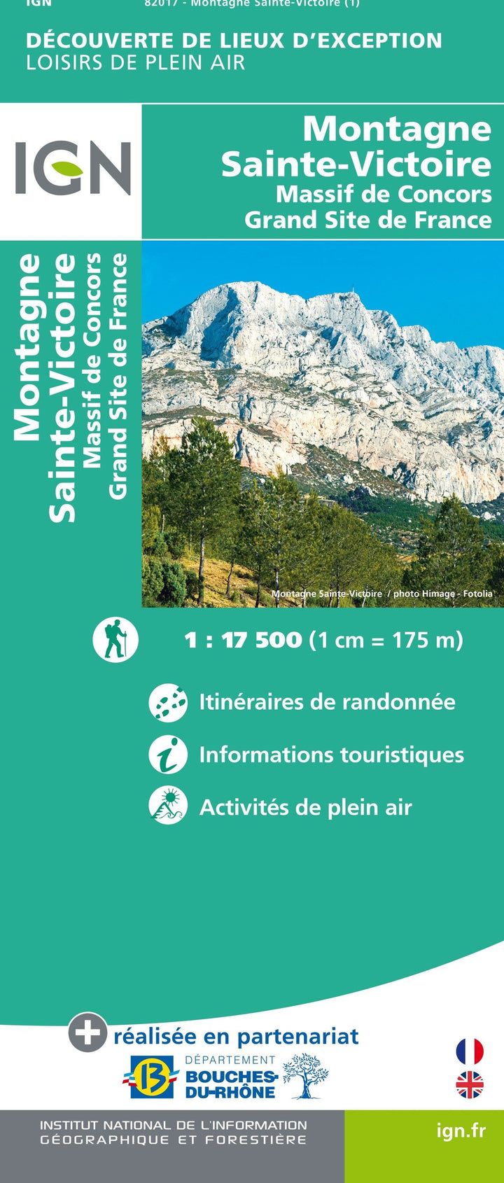 Carte de plein-air - Montagne Saint-Victoire, massif Concors | IGN carte de randonnée IGN