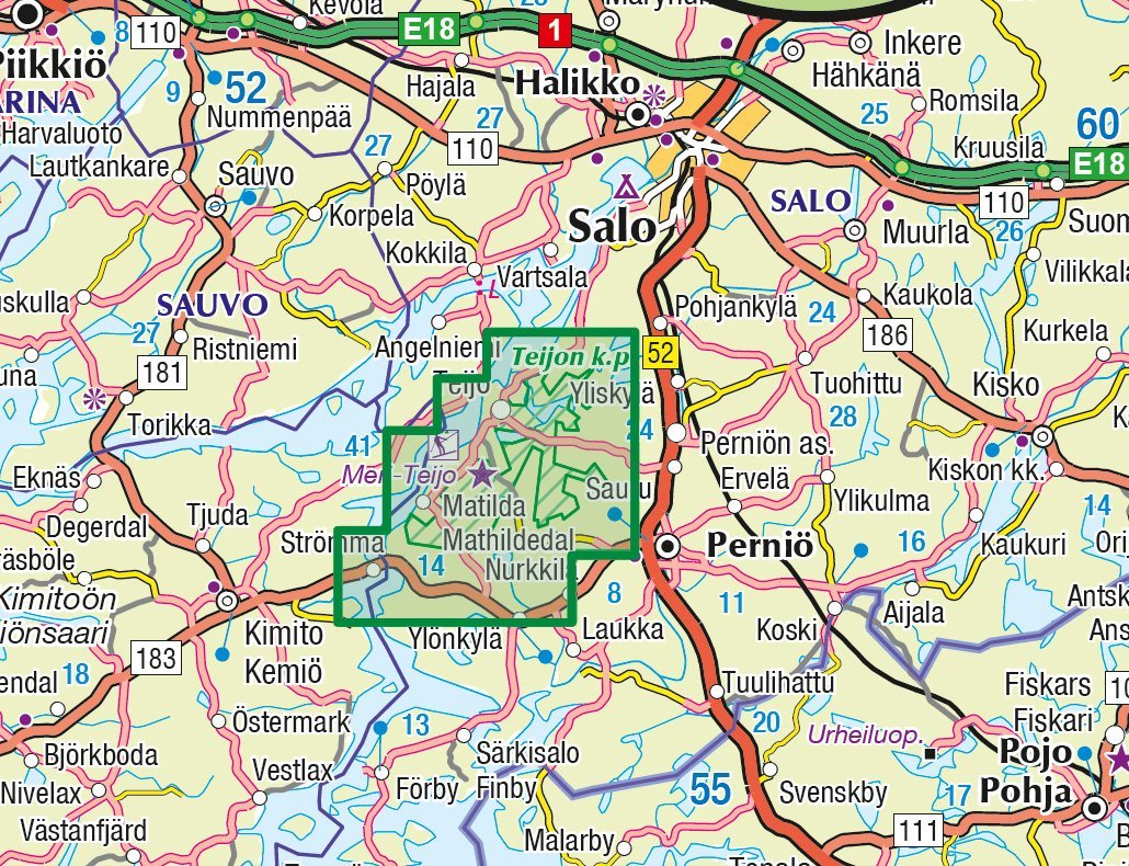 Carte de plein air n° 21 - Teijo (Finlande) | Karttakeskus carte de randonnée Karttakeskus