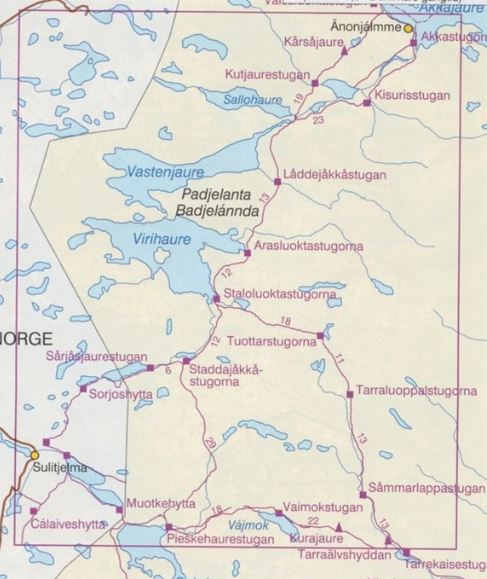 Carte de plein air n° BD9 - Parc de Padjelanta & Sulitelma (Suède) | Norstedts - Fjällkartan carte de randonnée Norstedts
