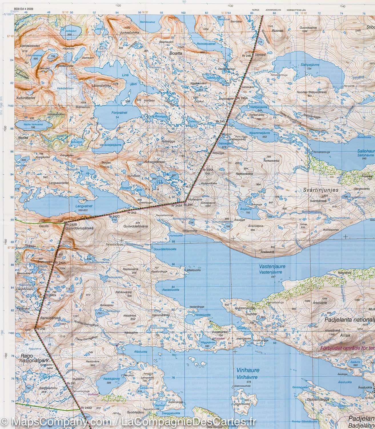 Carte de plein air n° BD9 - Parc de Padjelanta & Sulitelma (Suède) | Norstedts - Fjällkartan carte de randonnée Norstedts